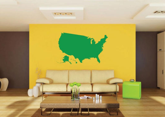 Picniva Green US State Map Removable Vinyl Wall Decal Geography Classroom - Color: Green