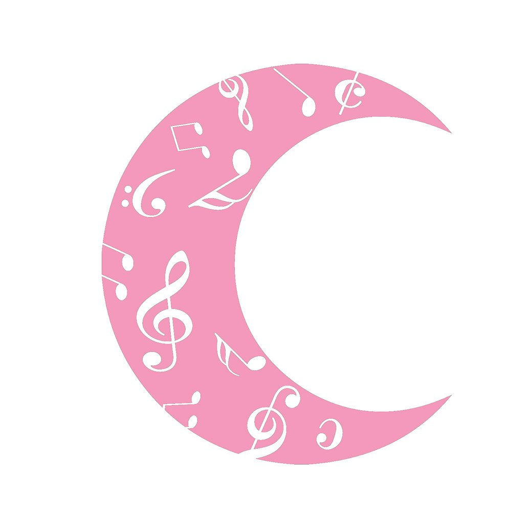 Picniva Crescent Moon Music Notes Wall Decal for Musicians