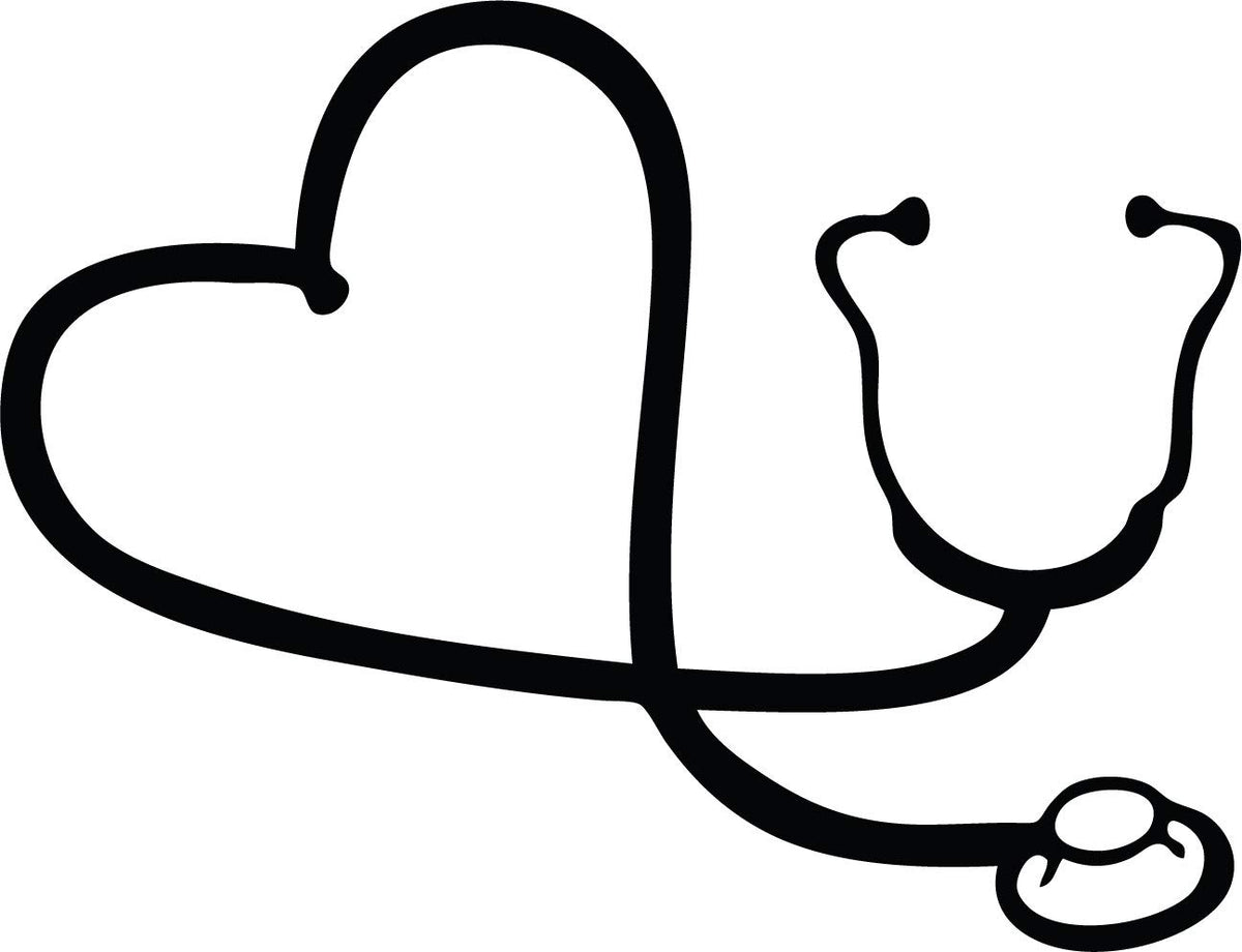 Decaltor Heart Stethoscope Vinyl Decal for Car Window Laptop, 6 in