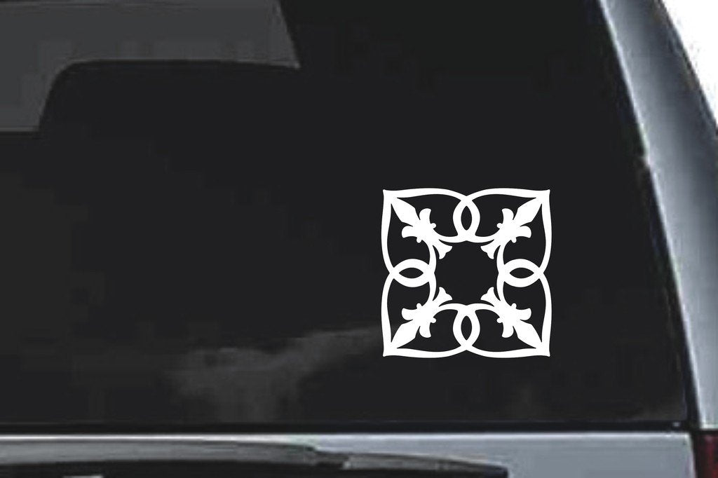 Picniva Floral Lattice Square Sty61 Vinyl Car Window Decal, Approx 5 in