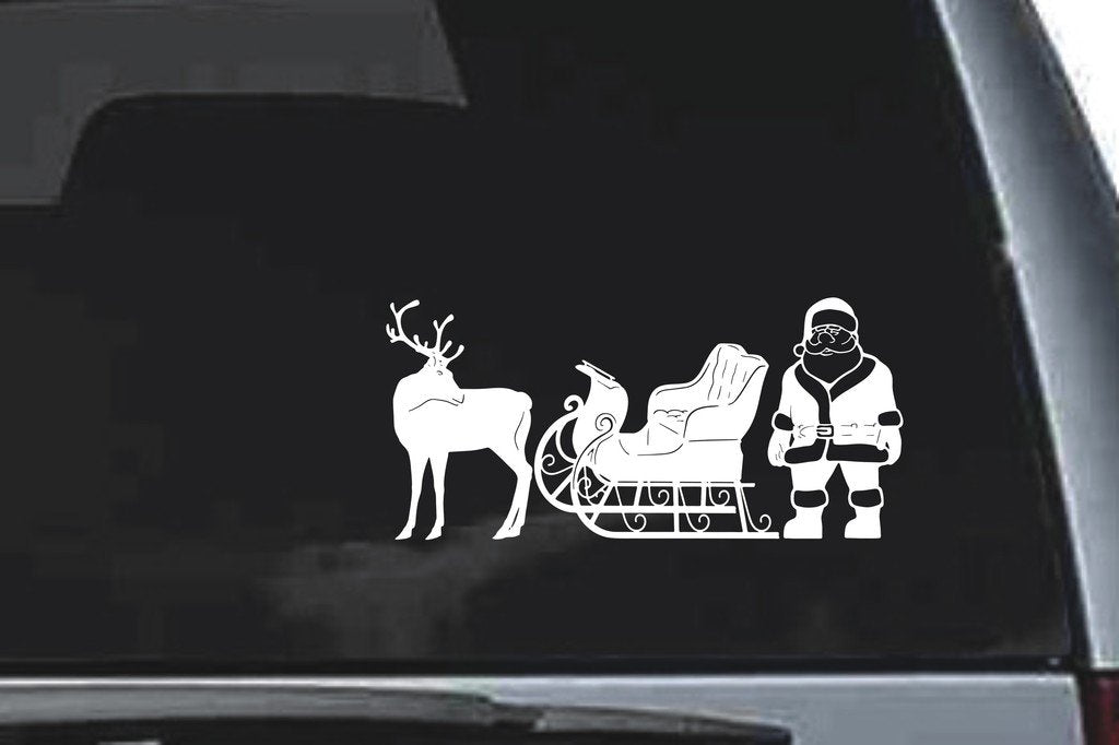 Picniva Sleigh Santa Sty3 Vinyl Car Window Decal, Approx 5 in