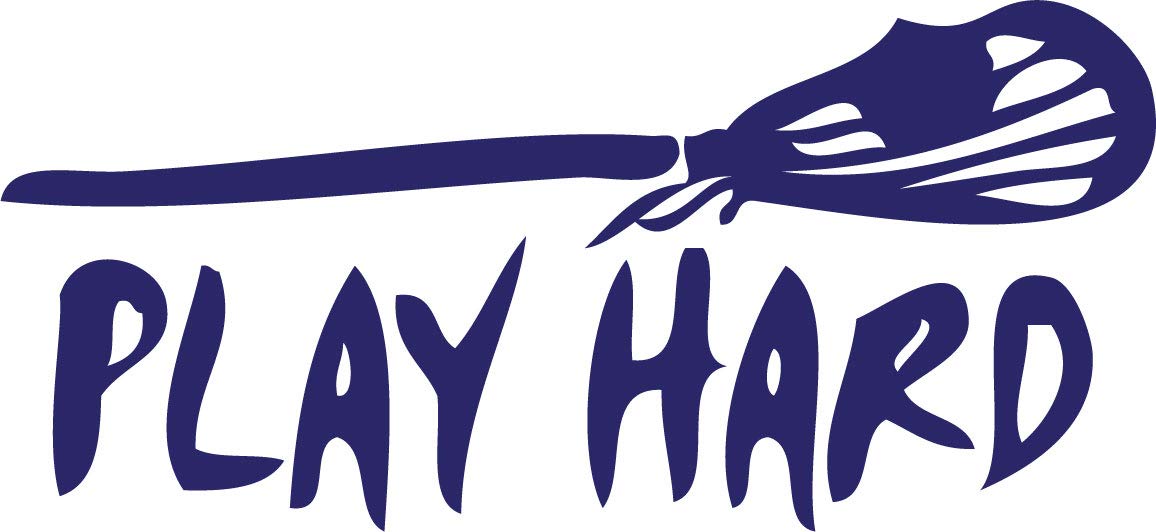 Decaltor Play Hard Lacrosse Vinyl Decal, 5 in, Car Window Sticker