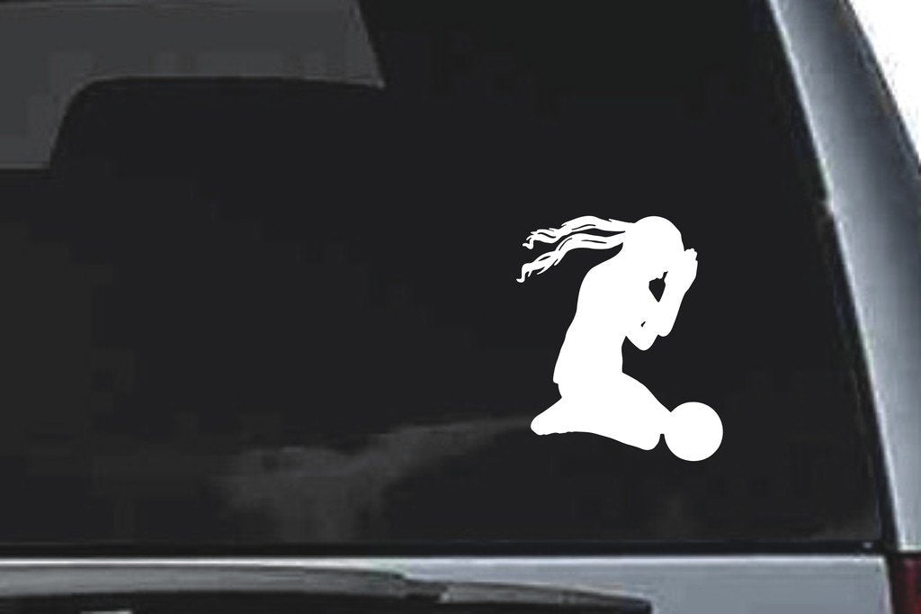 Picniva Soccer Girl Sty52a Vinyl Car Window Decal, Approx 5 in