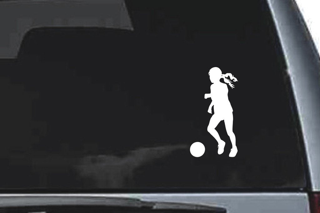 Picniva Soccer Girl Design26a Vinyl Car Window Decal, Approx 5 in