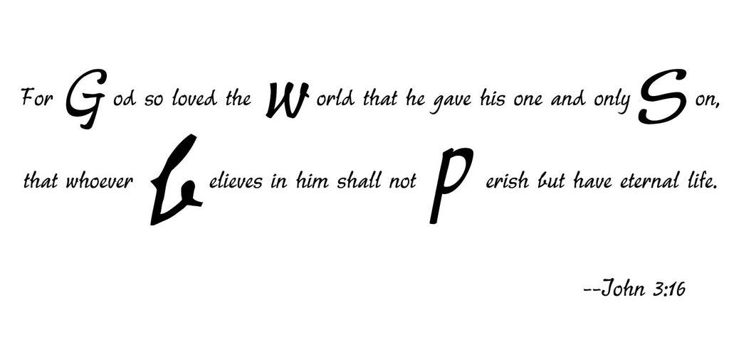 Picniva John God Loved the World Bible Verse Removable Vinyl Wall Decal