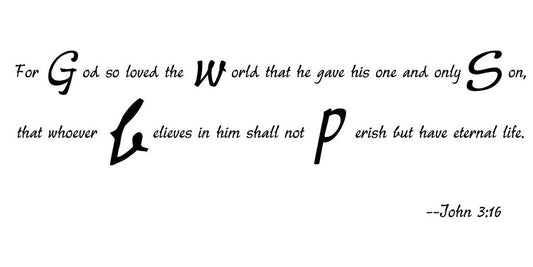 Picniva John God Loved the World Bible Verse Removable Vinyl Wall Decal