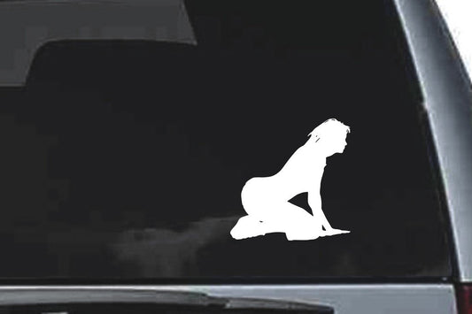 Picniva Kneeling Sty11 Vinyl Car Window Decal, Approx 5 in