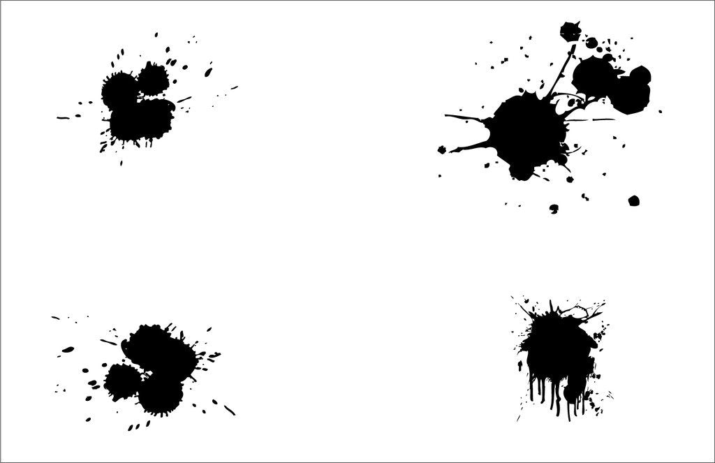 Picniva Paint Splashes Wall Decals, Black, 10 in Height, DOTPR08A