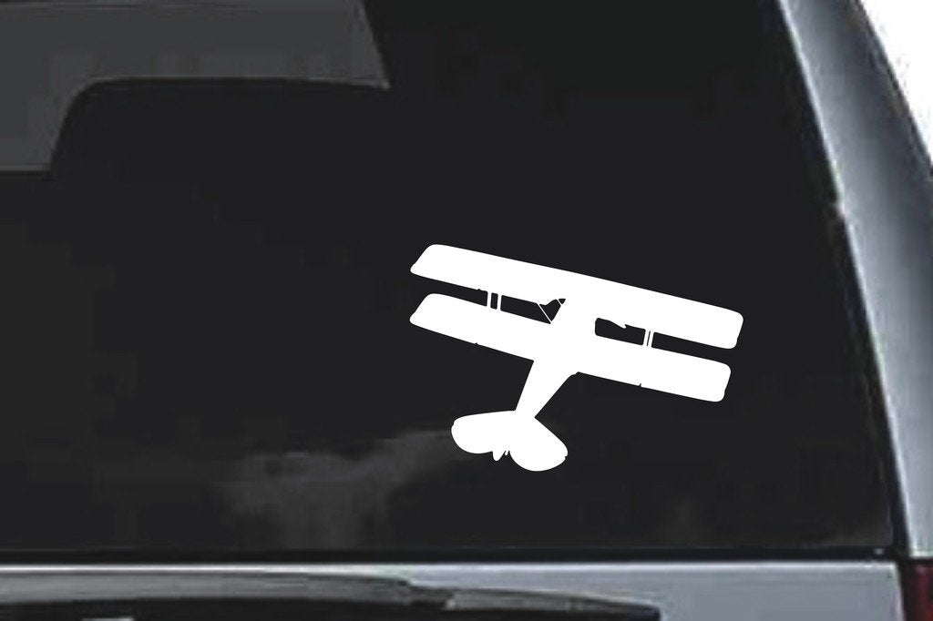 Picniva Biplane Sty4a Vinyl Car Window Decal, Approx 5 in