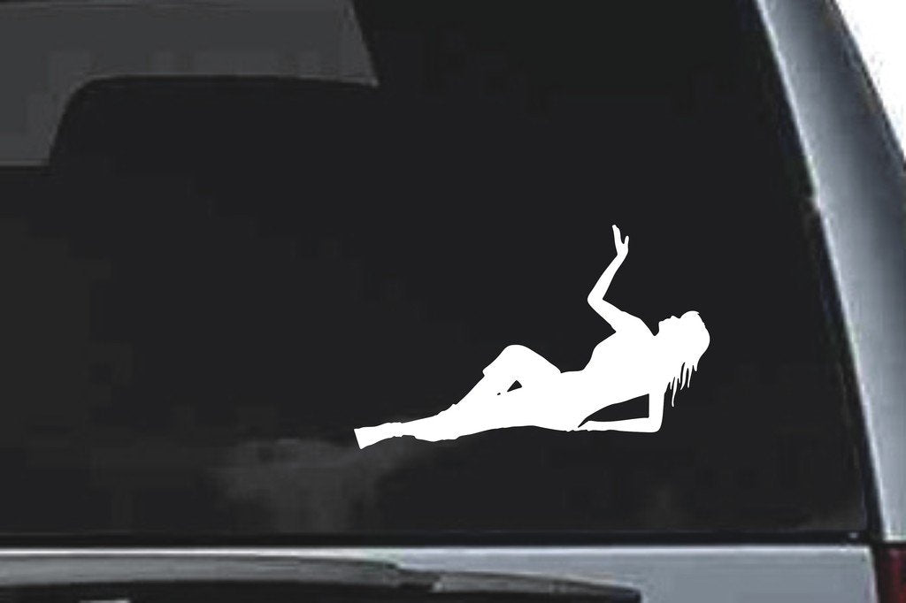 Picniva Reclining Figure Sty5 Vinyl Car Window Decal, Approx 5 in