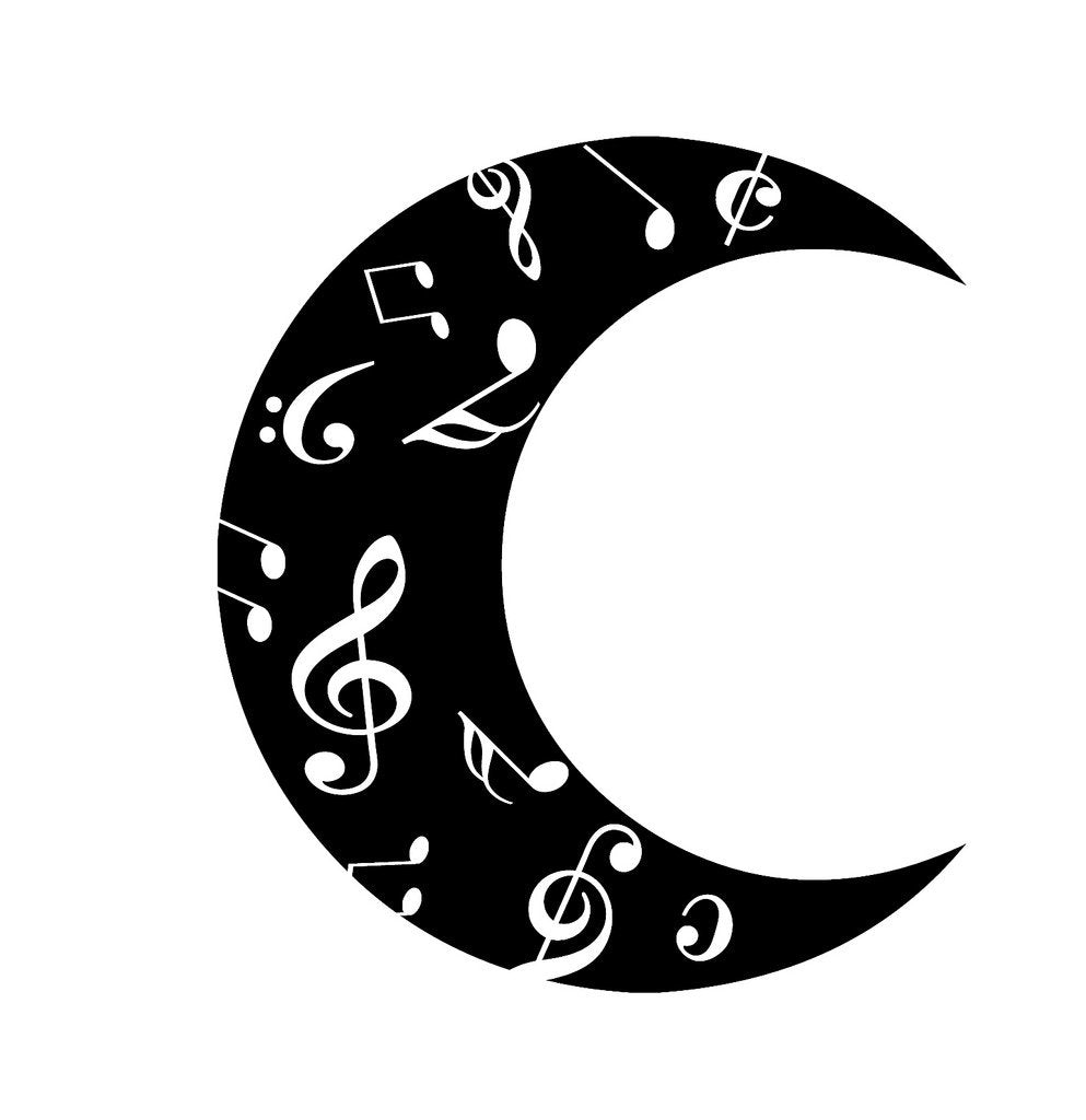 Picniva Crescent Moon Music Notes Wall Decal for Musicians