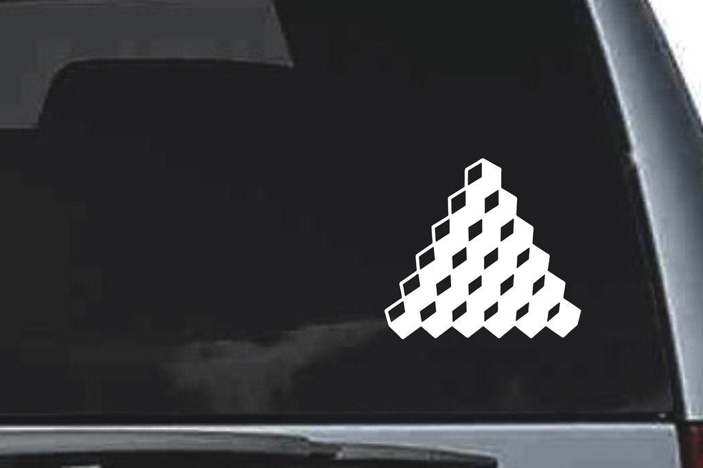 Picniva Triangular Cube Stack Sty71 Vinyl Car Window Decal, Approx 5 in
