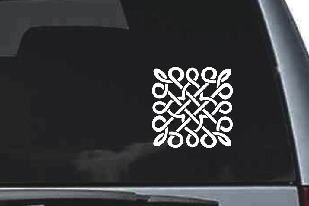 Picniva Looped Square Knot Sty57 Vinyl Car Window Decal, Approx 5 in