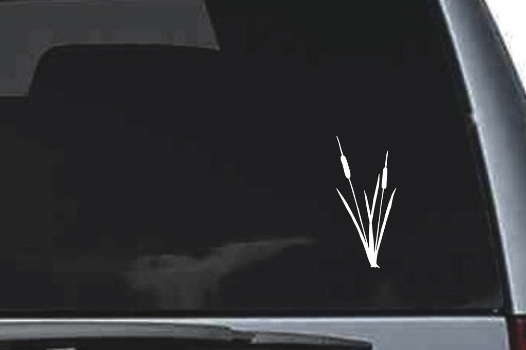 Picniva Cattails Sty2 Vinyl Car Window Decal, Approx 5 in