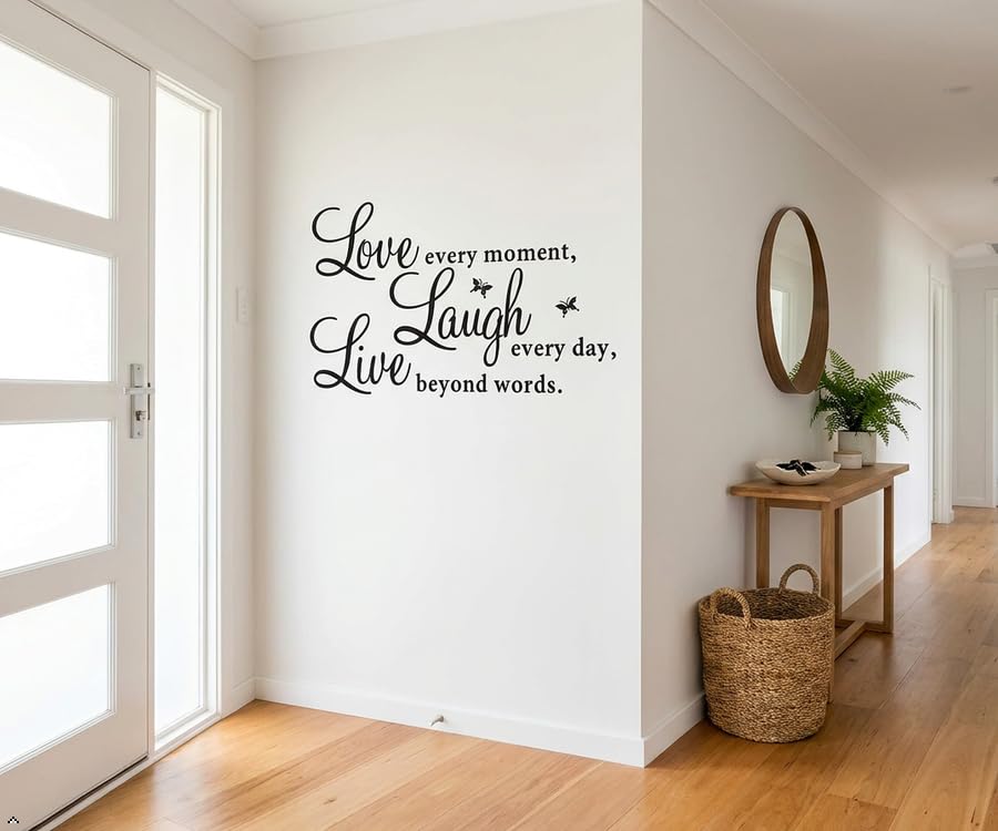 Picniva Live Every Moment Quote Vinyl Wall Decal, Black, 15 x 22 in