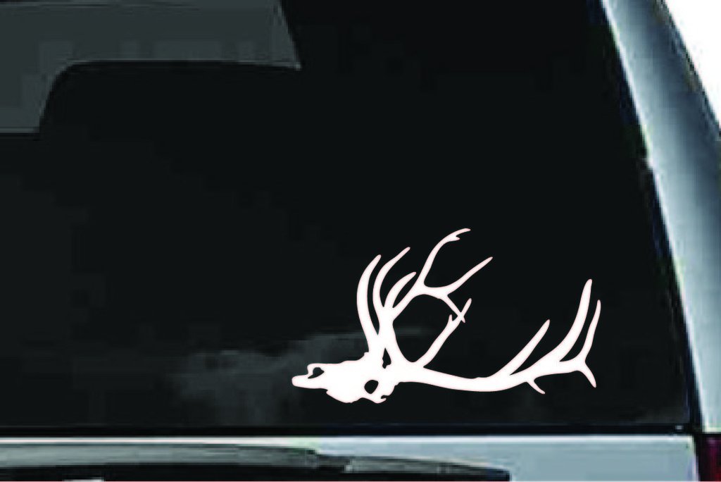 Picniva Elk Skull Sty1 Vinyl Car Window Decal, Approx 5 in