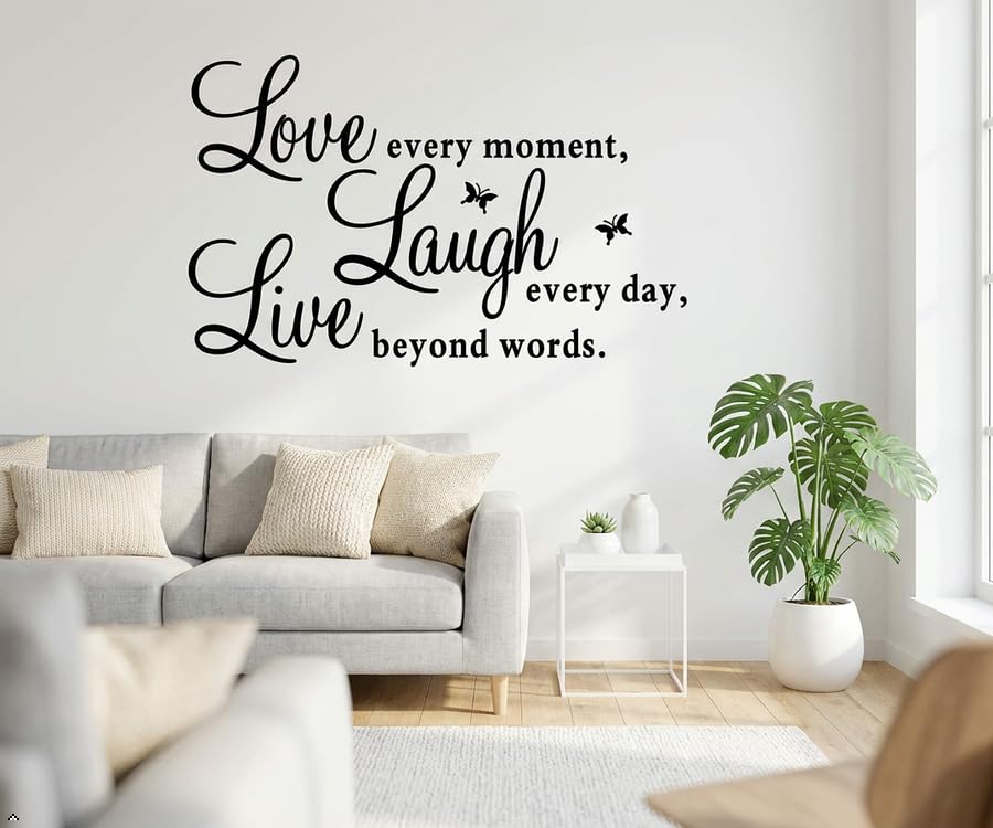 Picniva Live Every Moment Quote Vinyl Wall Decal, Black, 15 x 22 in