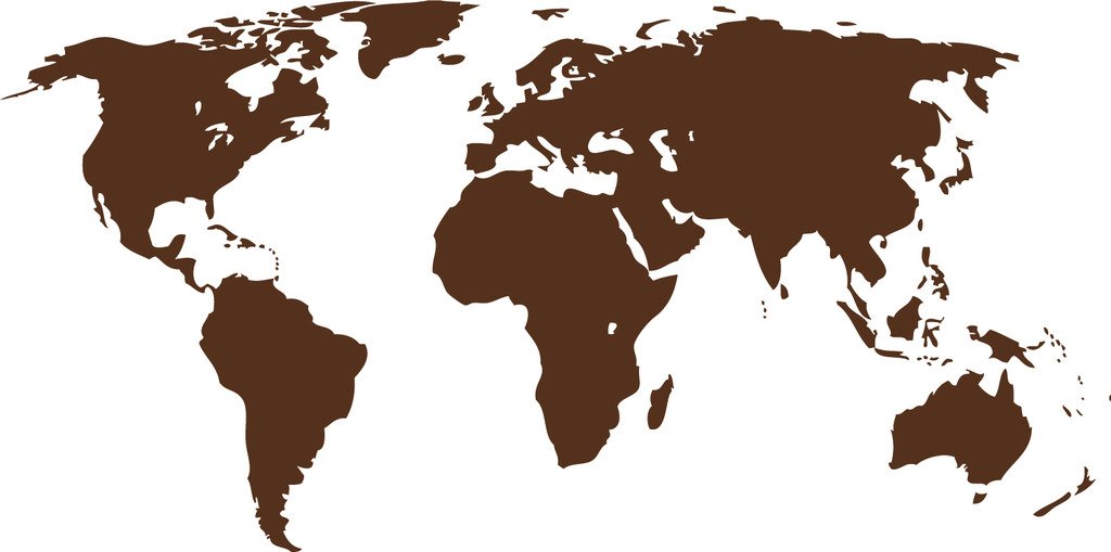 Picniva World Map Wall Decal, Brown, 22 x 50 in