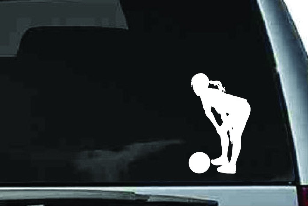 Picniva Soccer Girl Sty49a Vinyl Car Window Decal, Approx 5 in