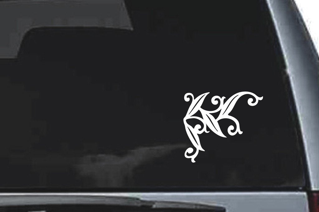 Picniva Leafy Flourish Design4 Vinyl Car Window Decal, Approx 5 in