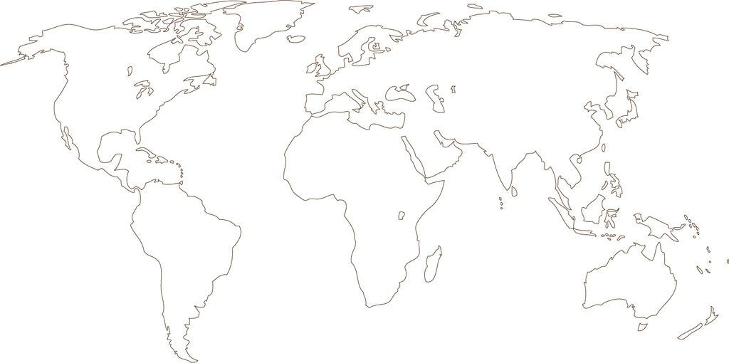 Picniva World Map Vinyl Wall Decal, White, 15 x 32 in, Travel Art