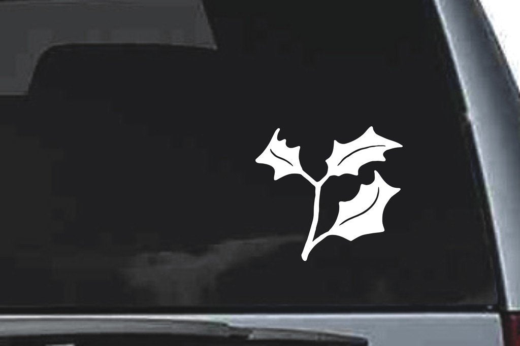 Picniva Holly Leaf Sprig Design27 Vinyl Car Window Decal, Approx 5 in