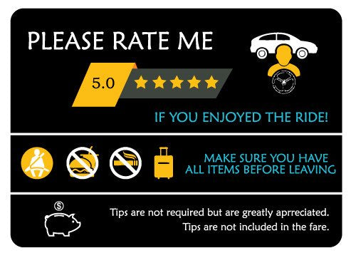 Picniva Please Rate Me Taxi Decal, 9 x 22 in