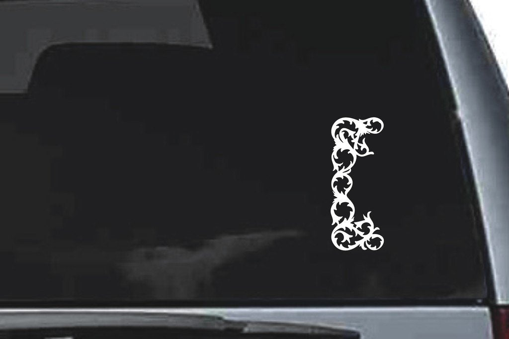 Picniva Vertical Floral Border Design6 Vinyl Car Window Decal, Approx 5 in