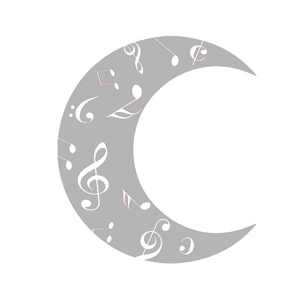 Picniva Crescent Moon Music Notes Wall Decal for Musicians