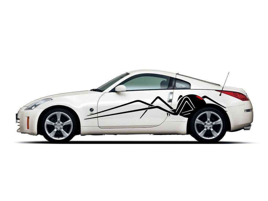 Picniva Widow Spider Racing Stripes – 22" x 100" Large Vinyl Body Side Graphics – Pair of Waterproof Universal Decals for Cars, Trucks, and SUVs – Professional Automotive Styling - Color: widow