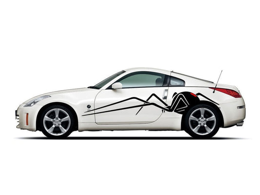 Picniva Widow Spider Racing Stripes – 22" x 100" Large Vinyl Body Side Graphics – Pair of Waterproof Universal Decals for Cars, Trucks, and SUVs – Professional Automotive Styling - Color: widow