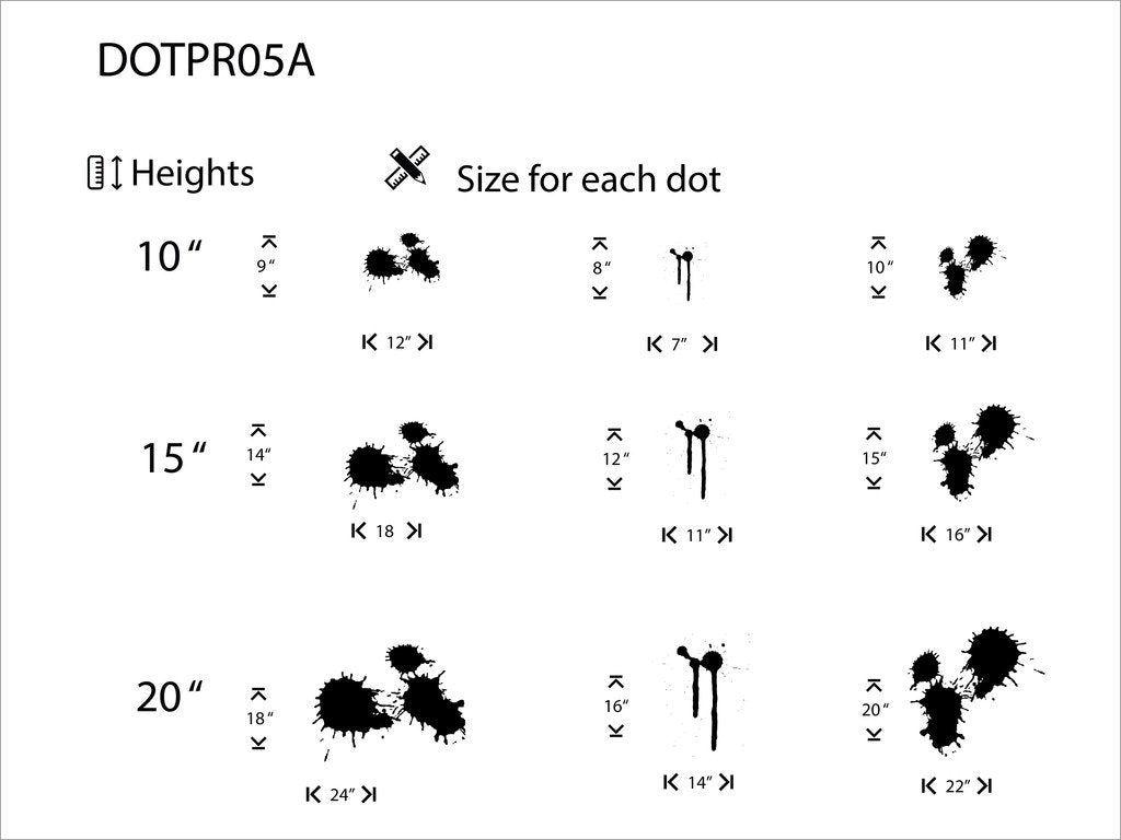 Picniva Paint Blots Wall Decals, Black, 15 in Height, DOTPR05A