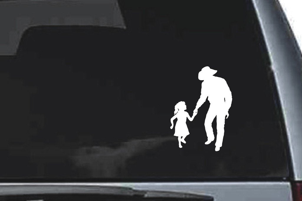 Picniva Cowboy with Child Sty19 Vinyl Car Window Decal, Approx 5 in