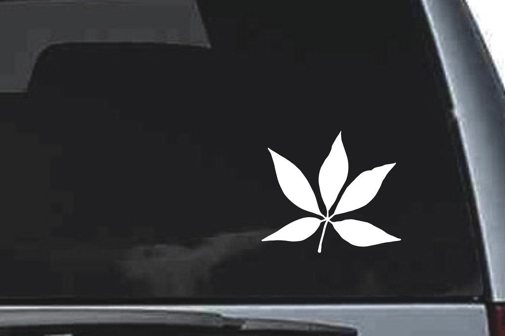 Picniva Seven Leaf Fan Design100 Vinyl Car Window Decal, Approx 5 in