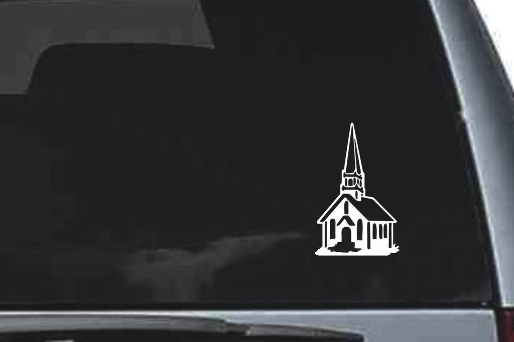 Picniva Church Sty1 Vinyl Car Window Decal, Approx 5 in