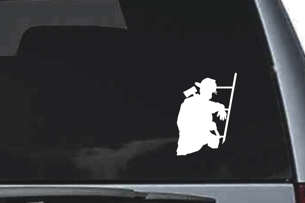 Picniva Fireman Sty8 Vinyl Car Window Decal, Approx 5 in
