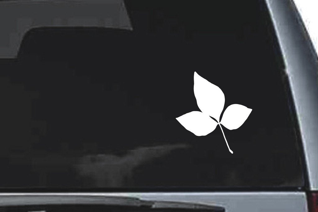 Picniva Three Smooth Leaves Design131 Vinyl Car Window Decal, Approx 5 in