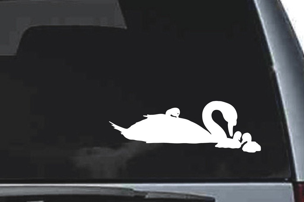 Picniva Swan Sty1 Vinyl Car Window Decal, Approx 5 in