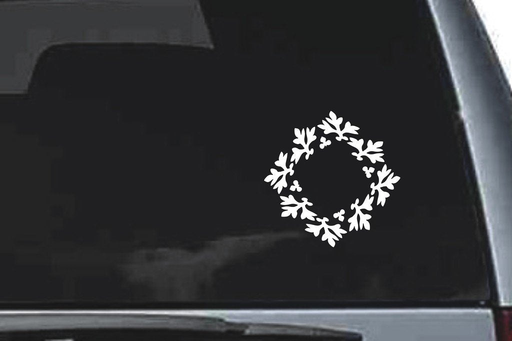 Picniva Leaf Wreath Ring Sty24 Vinyl Car Window Decal, Approx 5 in