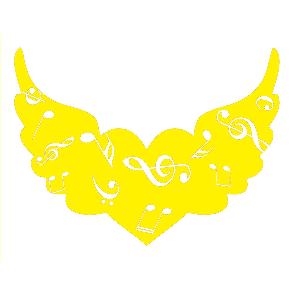 Picniva Angel Wings Heart Music Notes Wall Decal for Musicians