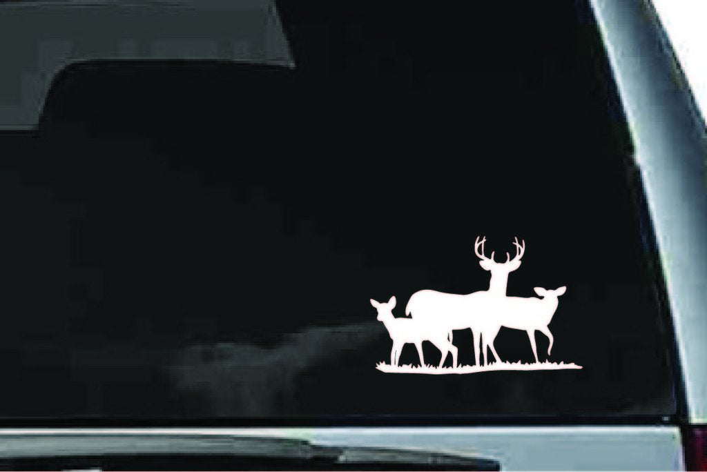 Picniva Deer Family Sty11 Vinyl Car Window Decal, Approx 5 in