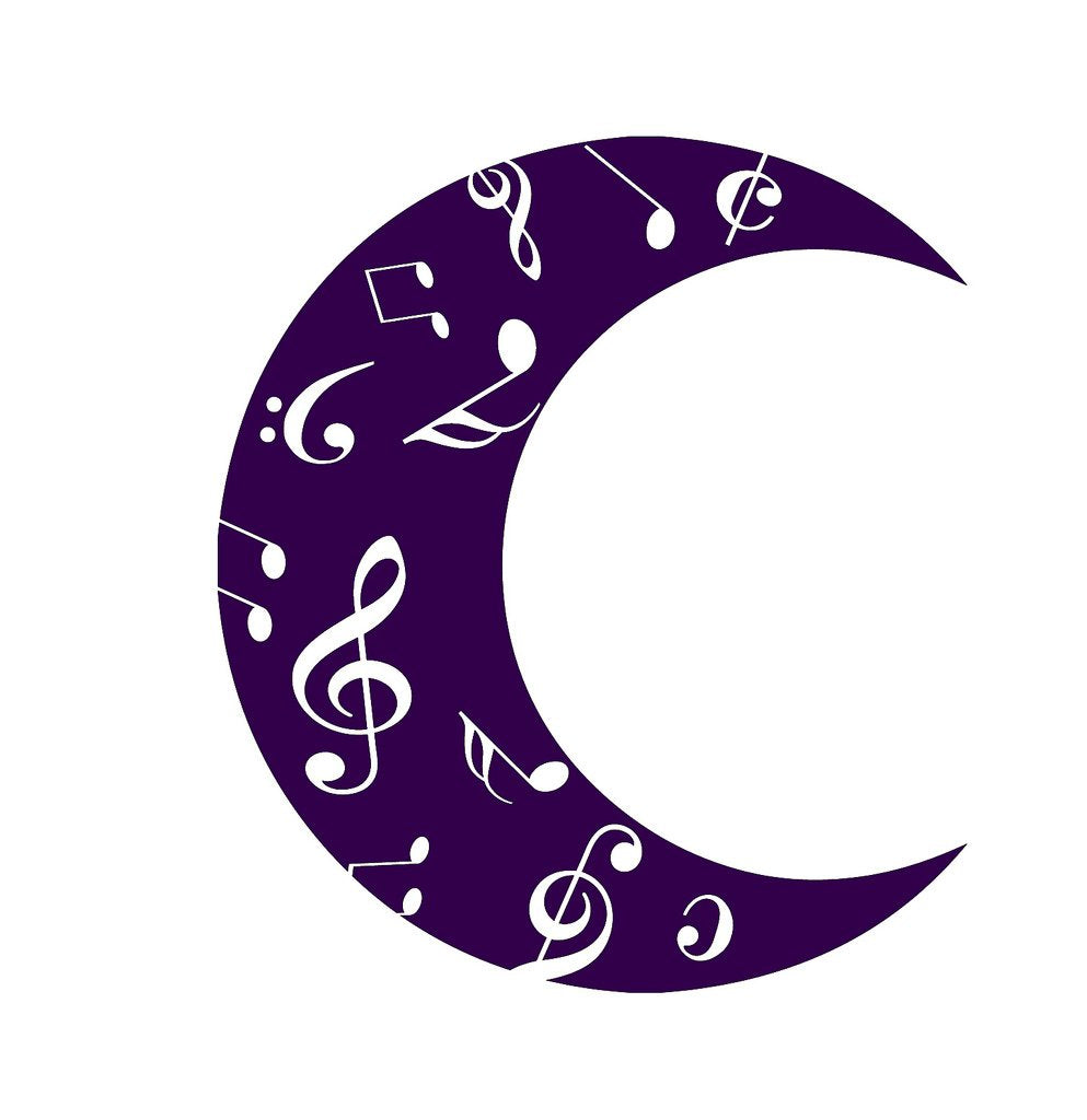 Picniva Crescent Moon Music Notes Wall Decal for Musicians