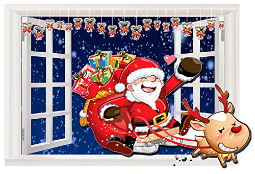 Picniva Santa Window Wall Decal, 35 x 22 in