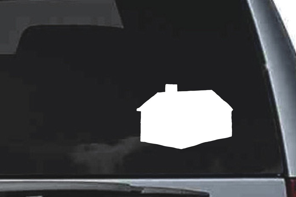Picniva Log Cabin Sty1a Vinyl Car Window Decal, Approx 5 in