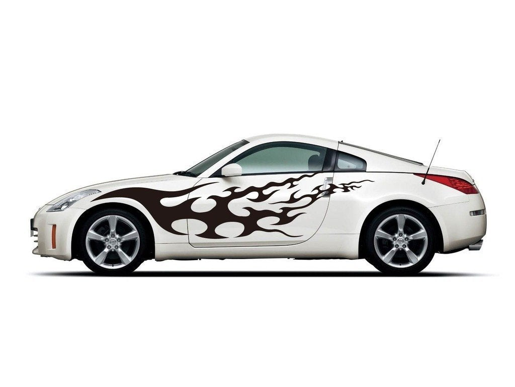 Picniva Flame Pattern Vinyl Car Body Side Decals, Two Pack