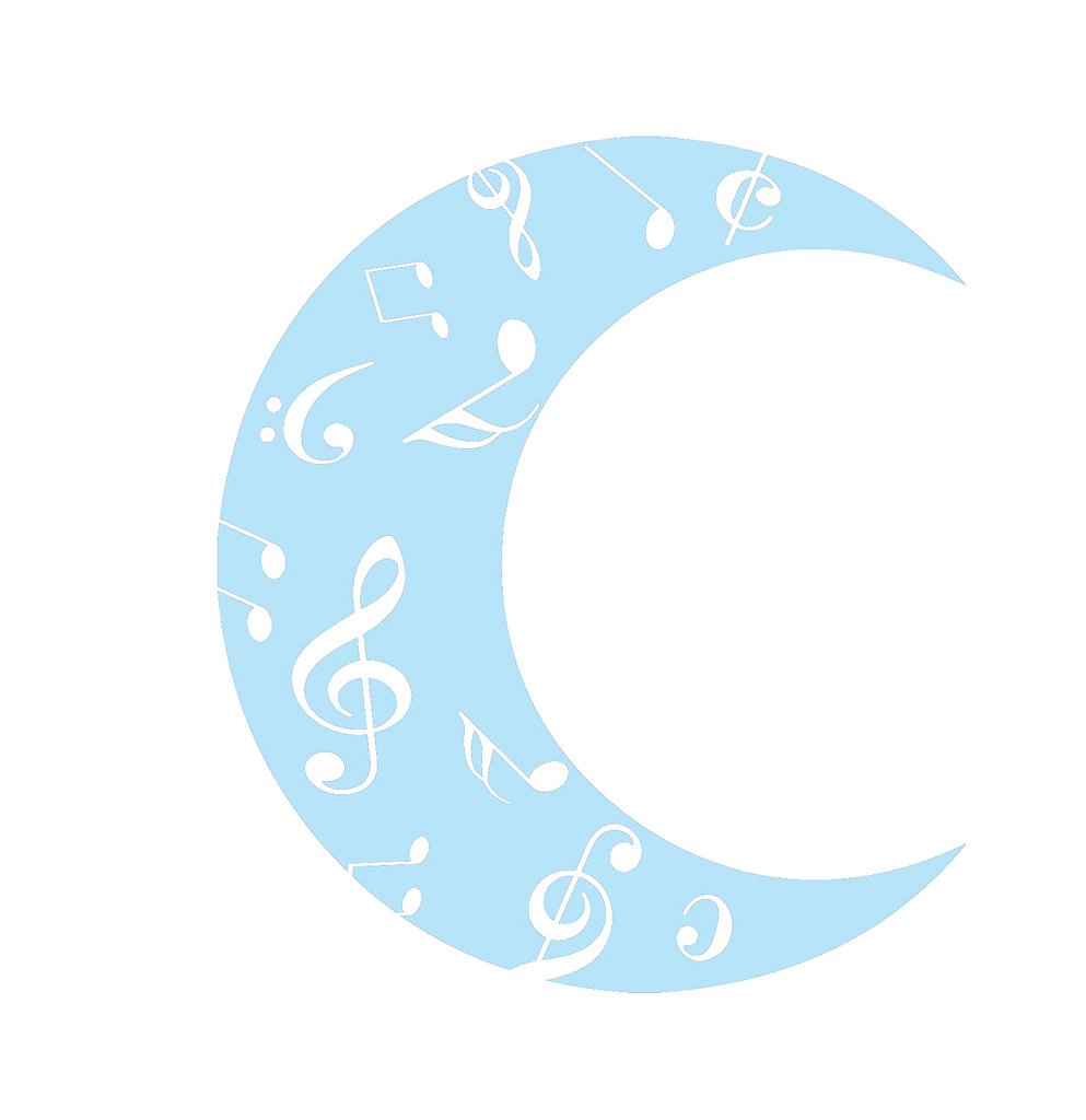Picniva Crescent Moon Music Notes Wall Decal for Musicians