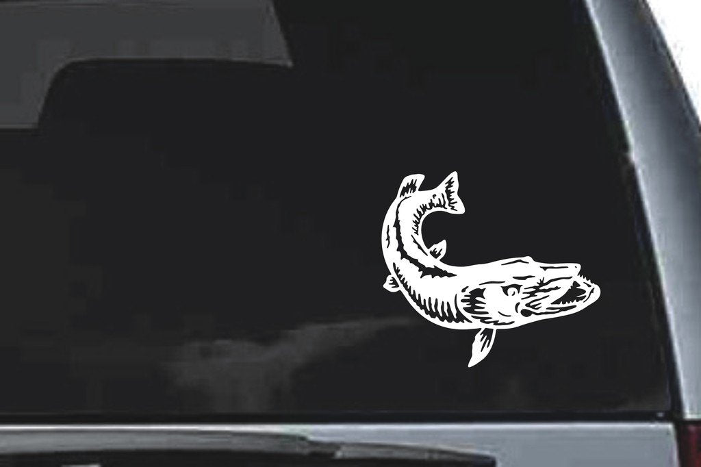 Picniva Muskie Sty3 Vinyl Car Window Decal, Approx 5 in