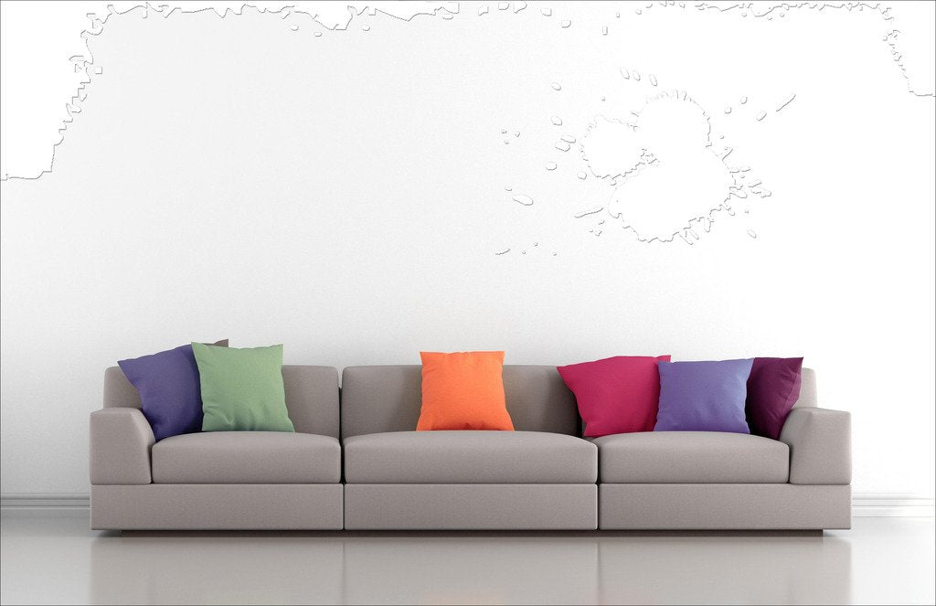 Picniva Splatter Corners Wall Decals, White, 10 in Height, DOTPR01A