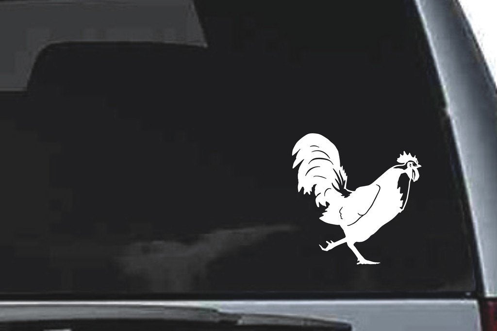 Picniva Rooster Sty6 Vinyl Car Window Decal, Approx 5 in