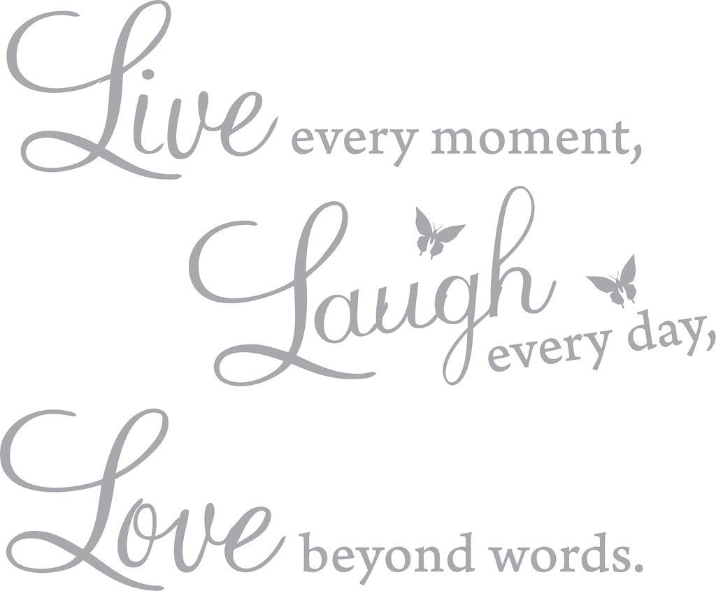 Picniva Live Every Moment Quote Vinyl Wall Decal, Silver, 15 x 22 in